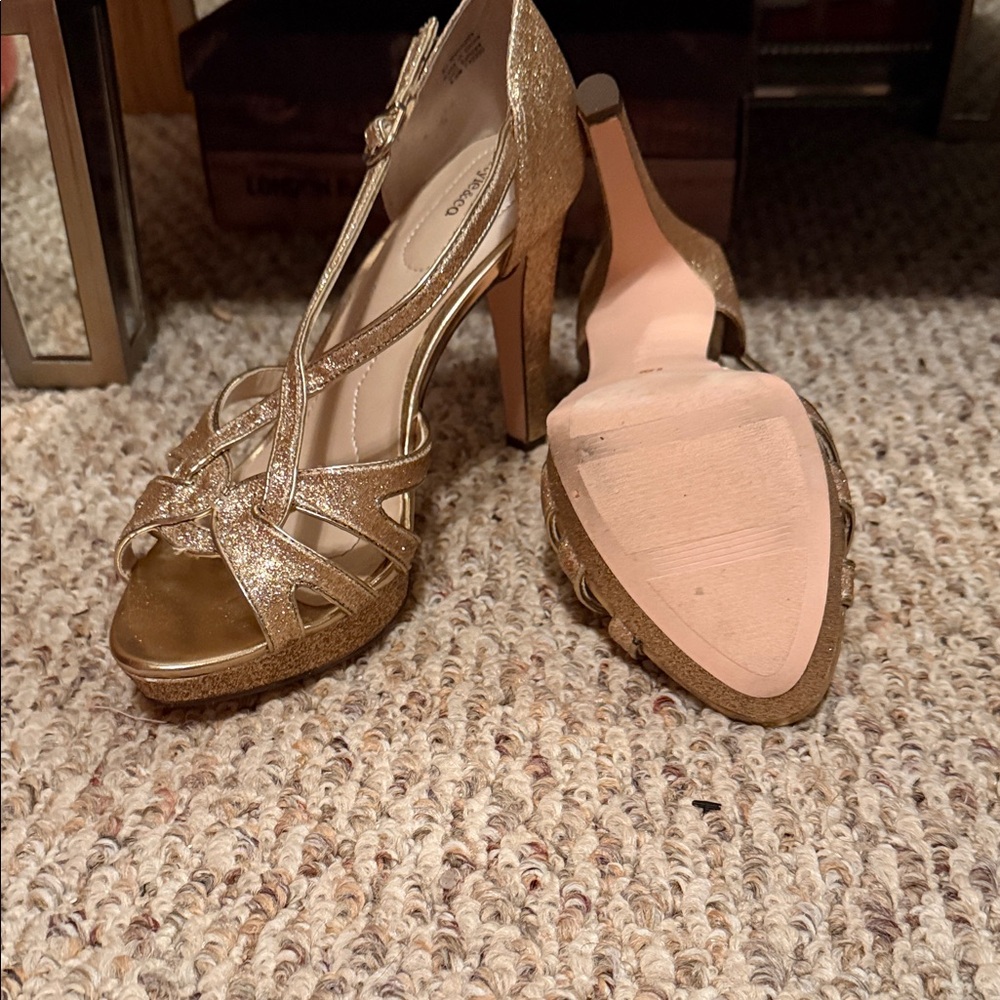 Gold Glitter High Heel Sandals